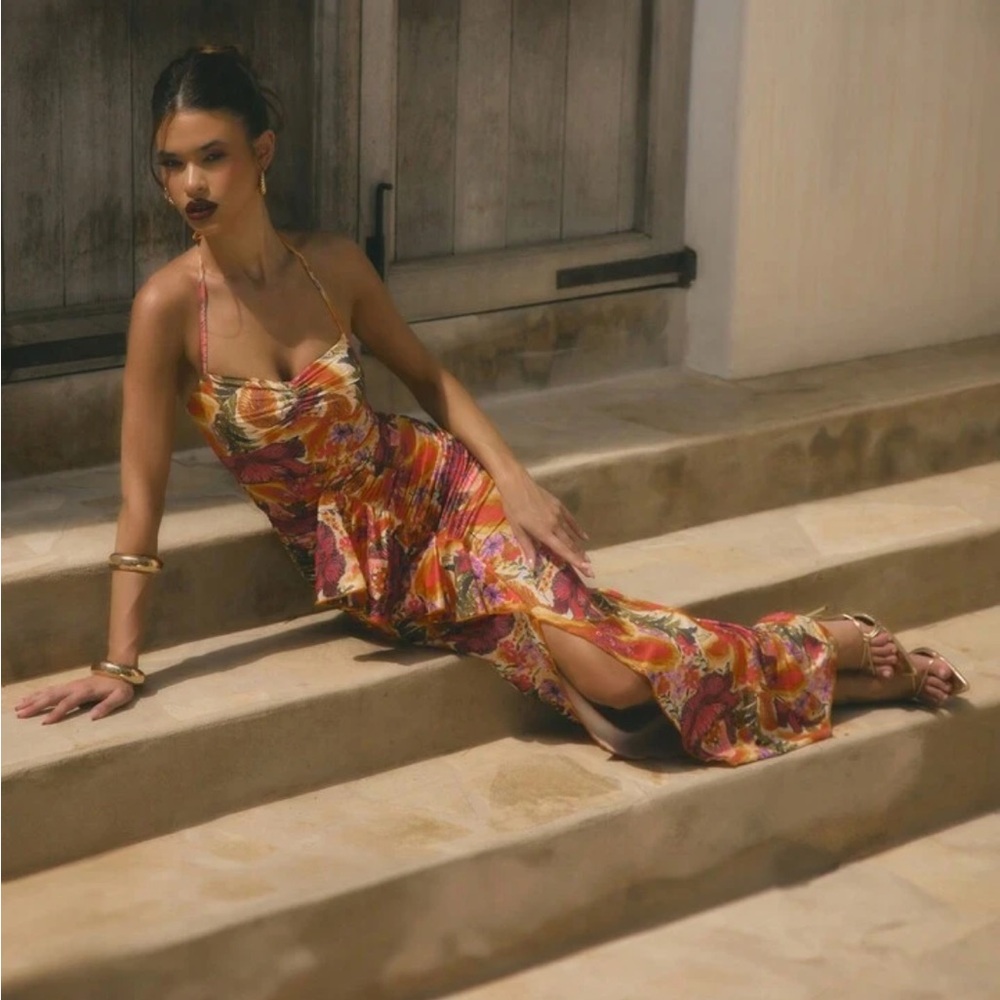 Tropical print dress